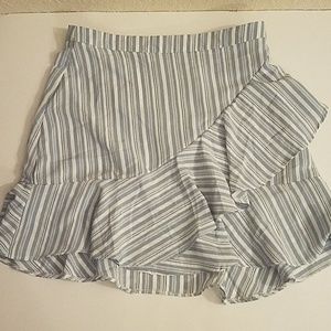 Baby blue stripe ruffle skirt.